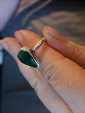 Handmade Silver Ring with Green Stone